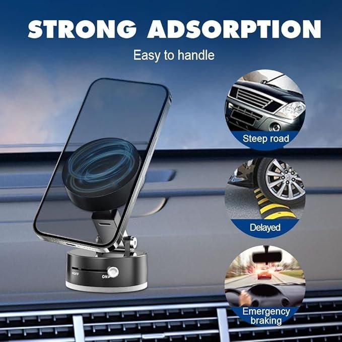 📱 Vacuum Magnetic Suction Phone Holder – Foldable & 360° Rotatable!