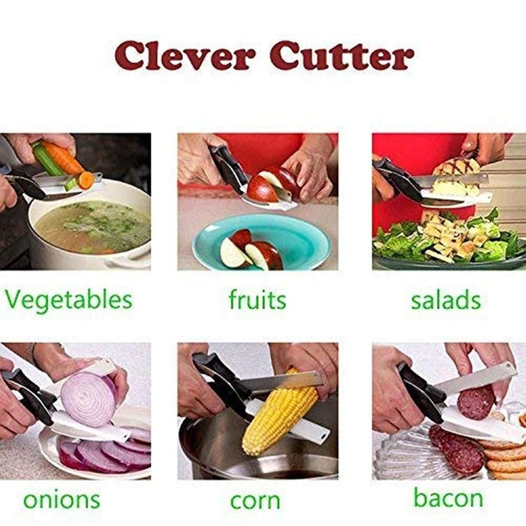 2-in-1 Kitchen Knife & Food Chopper with Built-in Cutting Board