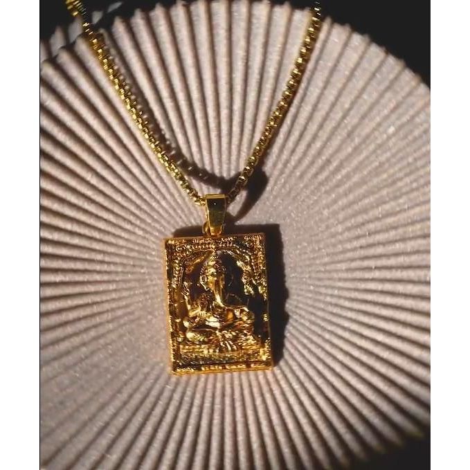 Gold Plated Ganeshji Pendant with Chain – Unisex Divine Jewelry