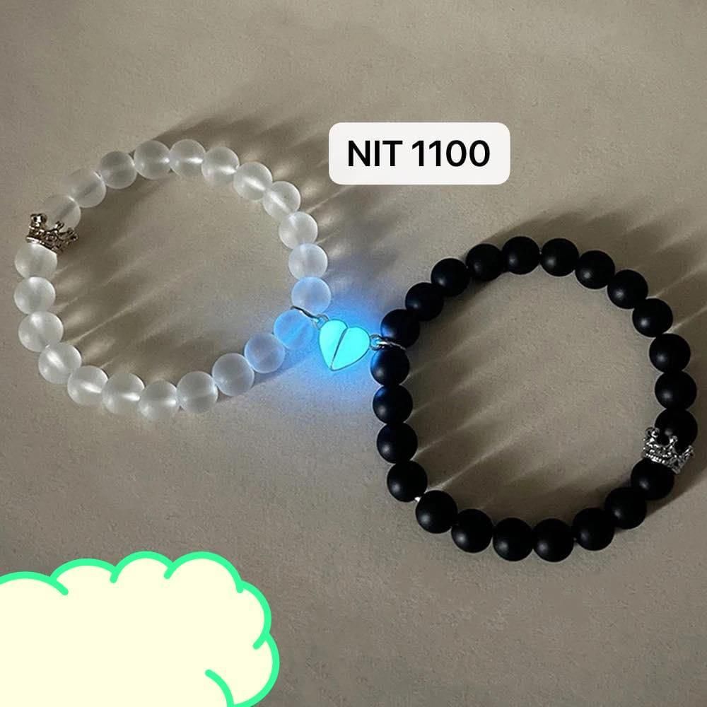 2PCS Glow-in-the-Dark Couple Bracelets – BFF Beaded Friendship Set