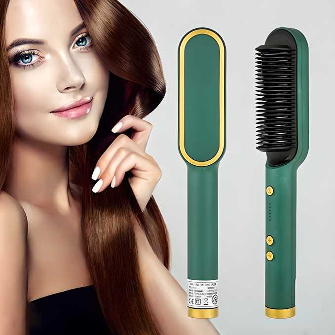 Professional 3-in-1 Electric Hair Straightener Comb Brush – Straighten, Detangle & Style