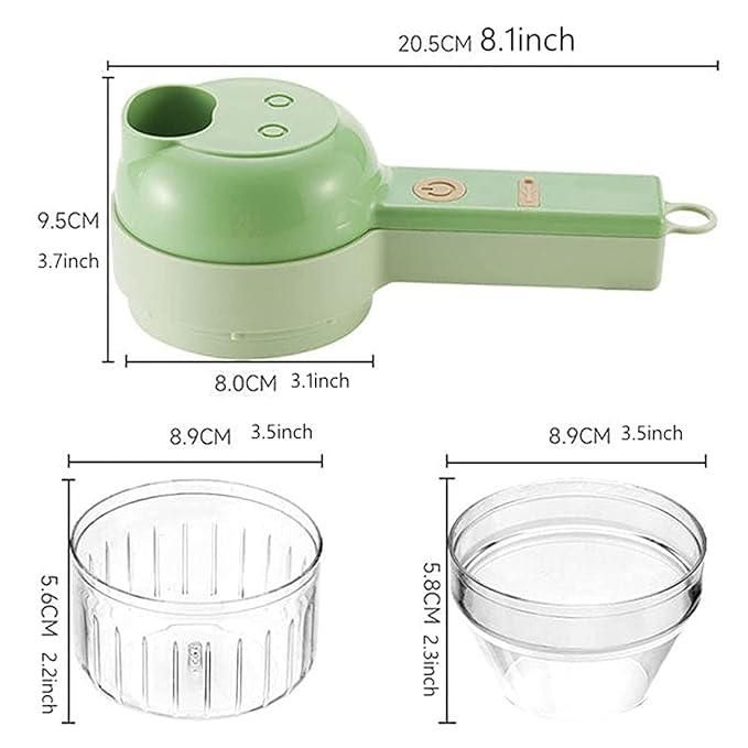 4-in-1 Portable Electric Vegetable Cutter – USB Rechargeable Wireless Mini Food Chopper