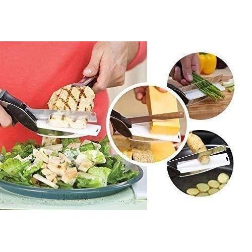 2-in-1 Kitchen Knife & Food Chopper with Built-in Cutting Board