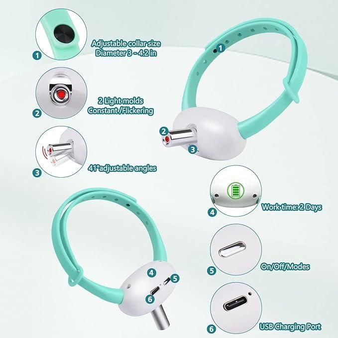 🐾 Pet Laser Collar Self-Teasing Toy – Interactive LED Cat Toy (Rechargeable)