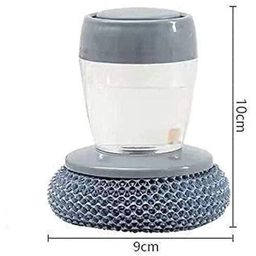 Kitchen palm scrub brush with built-in soap dispenser