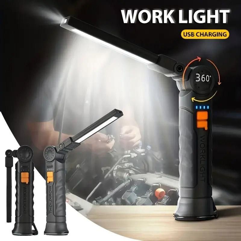 Magnetic LED COB Light – USB Rechargeable Portable Work Light