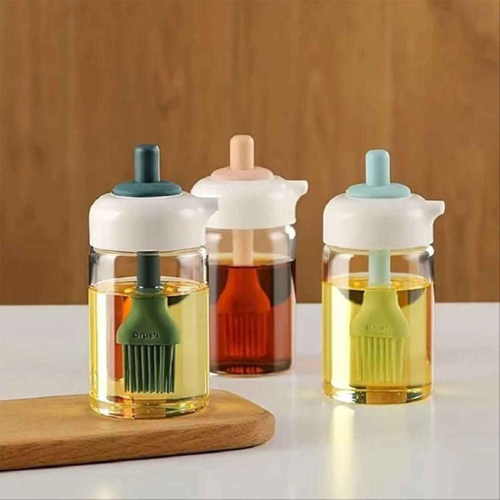 2 in 1 oil dispenser bottle with silicone brush
