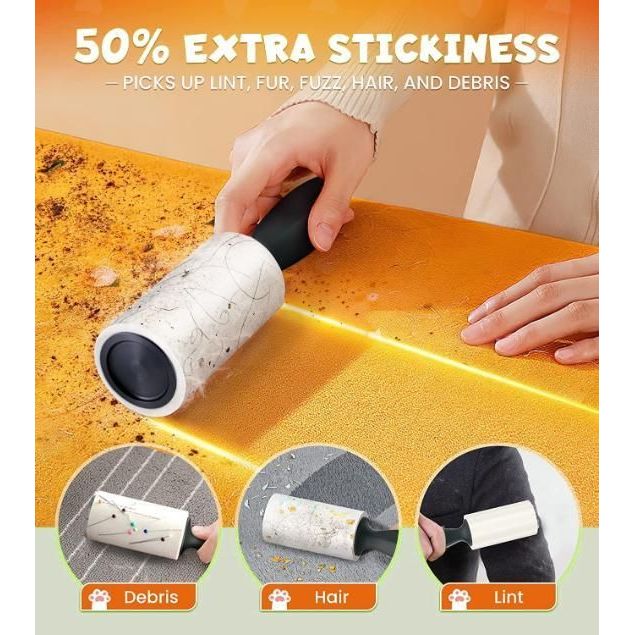 🧺 Extra Sticky Lint Roll Remover – Pet Hair & Dust Cleaner for Clothes, Furniture & Travel