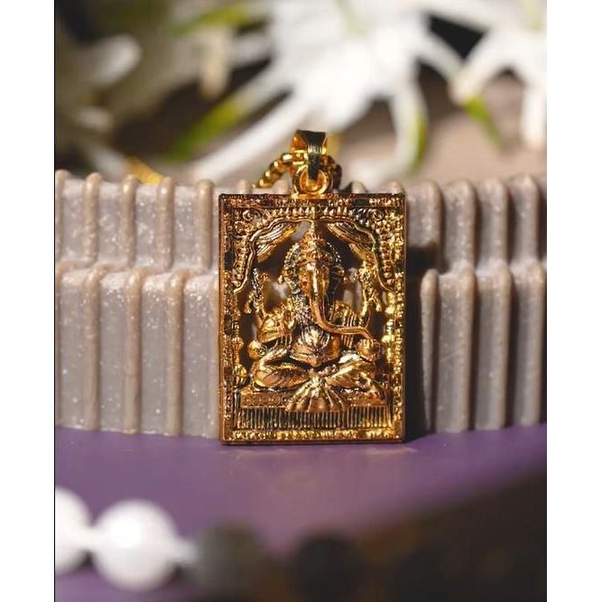 Gold Plated Ganeshji Pendant with Chain – Unisex Divine Jewelry
