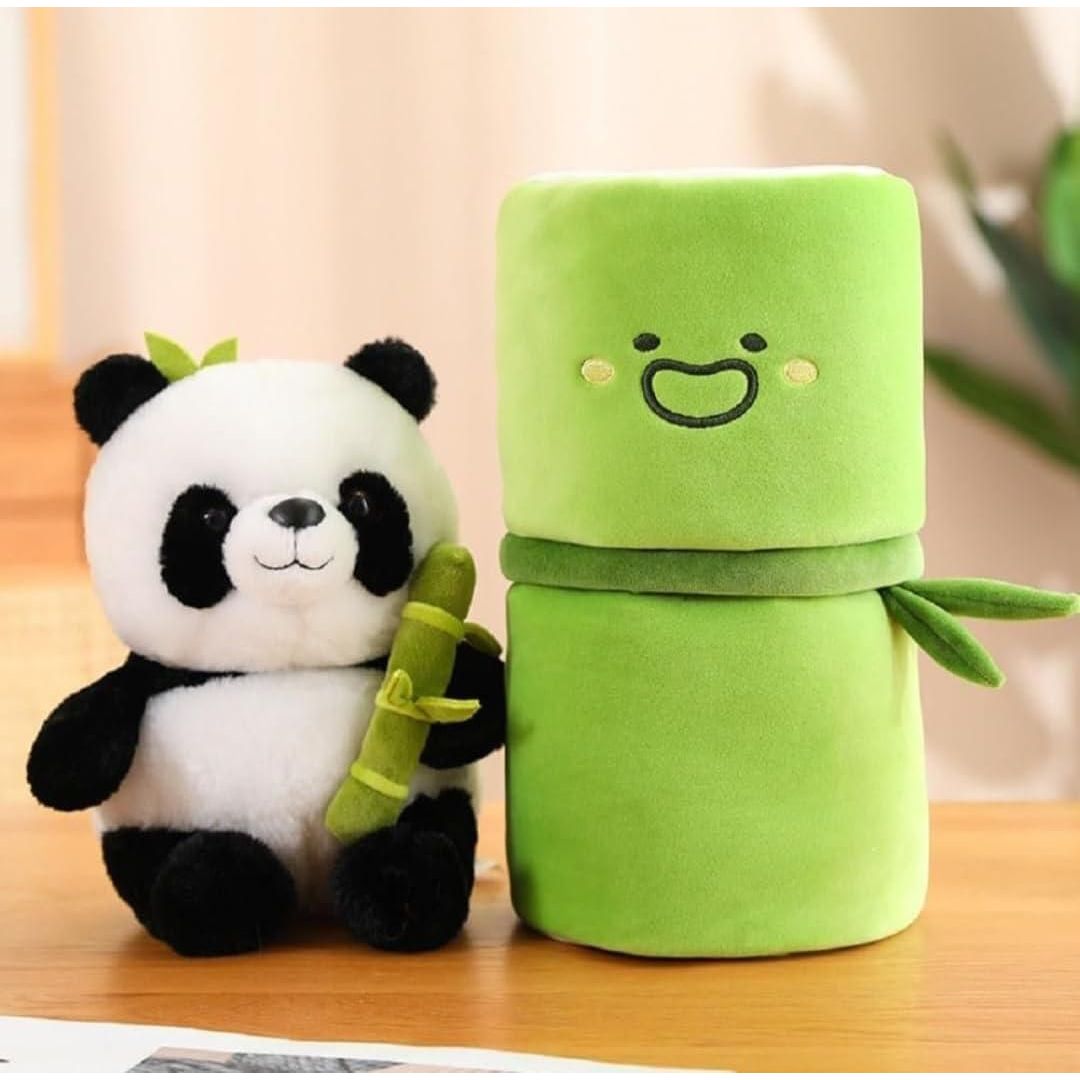 🐼 Cute Panda Plush with Bamboo – Your Adorable Cuddly Companion!